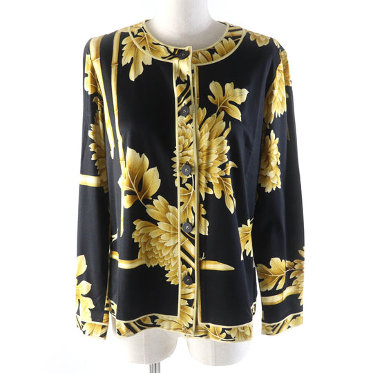 LEONARD FASHION cardigan Main: 100% cotton Black yellow Women L Used Authentic