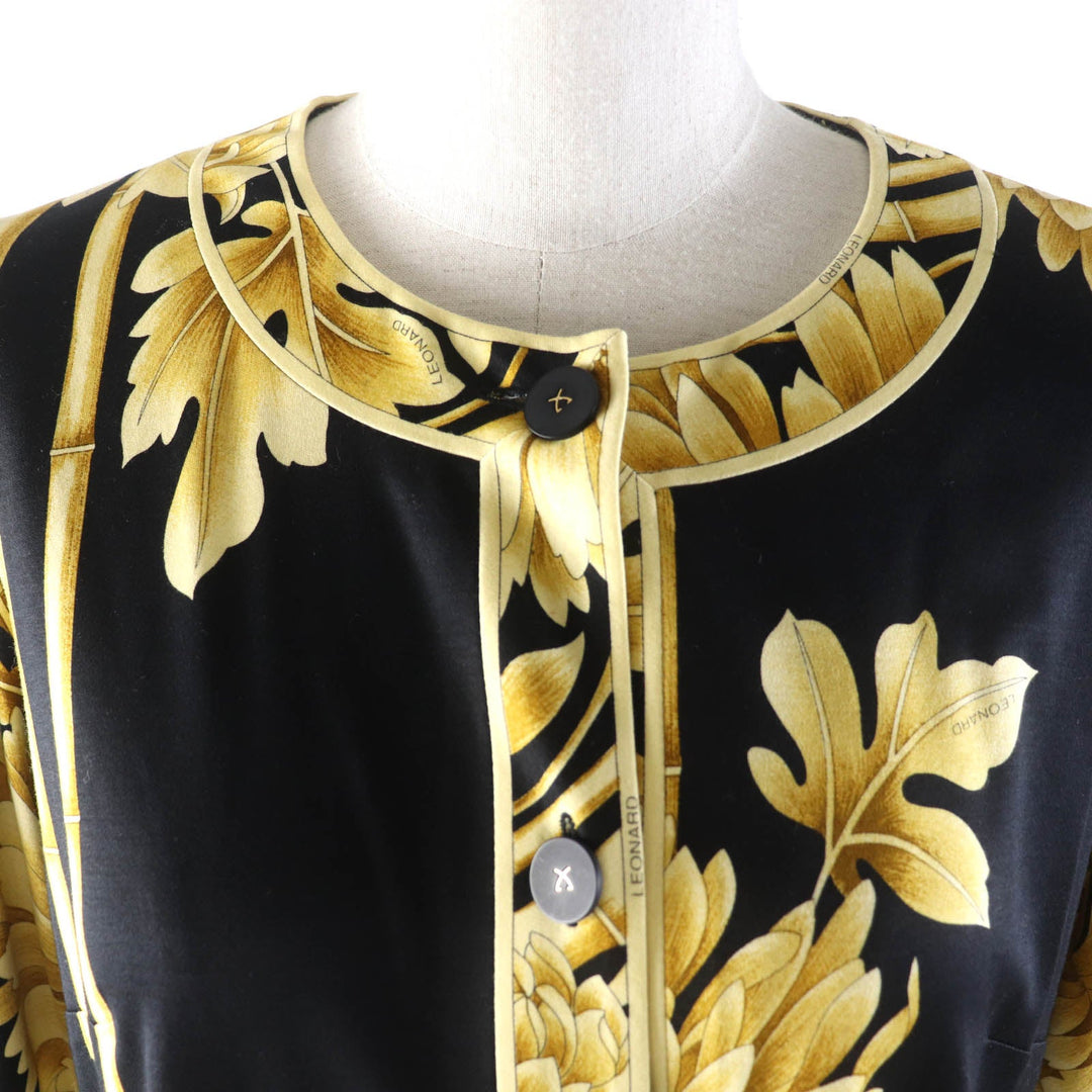 LEONARD FASHION cardigan Main: 100% cotton Black yellow Women L Used Authentic