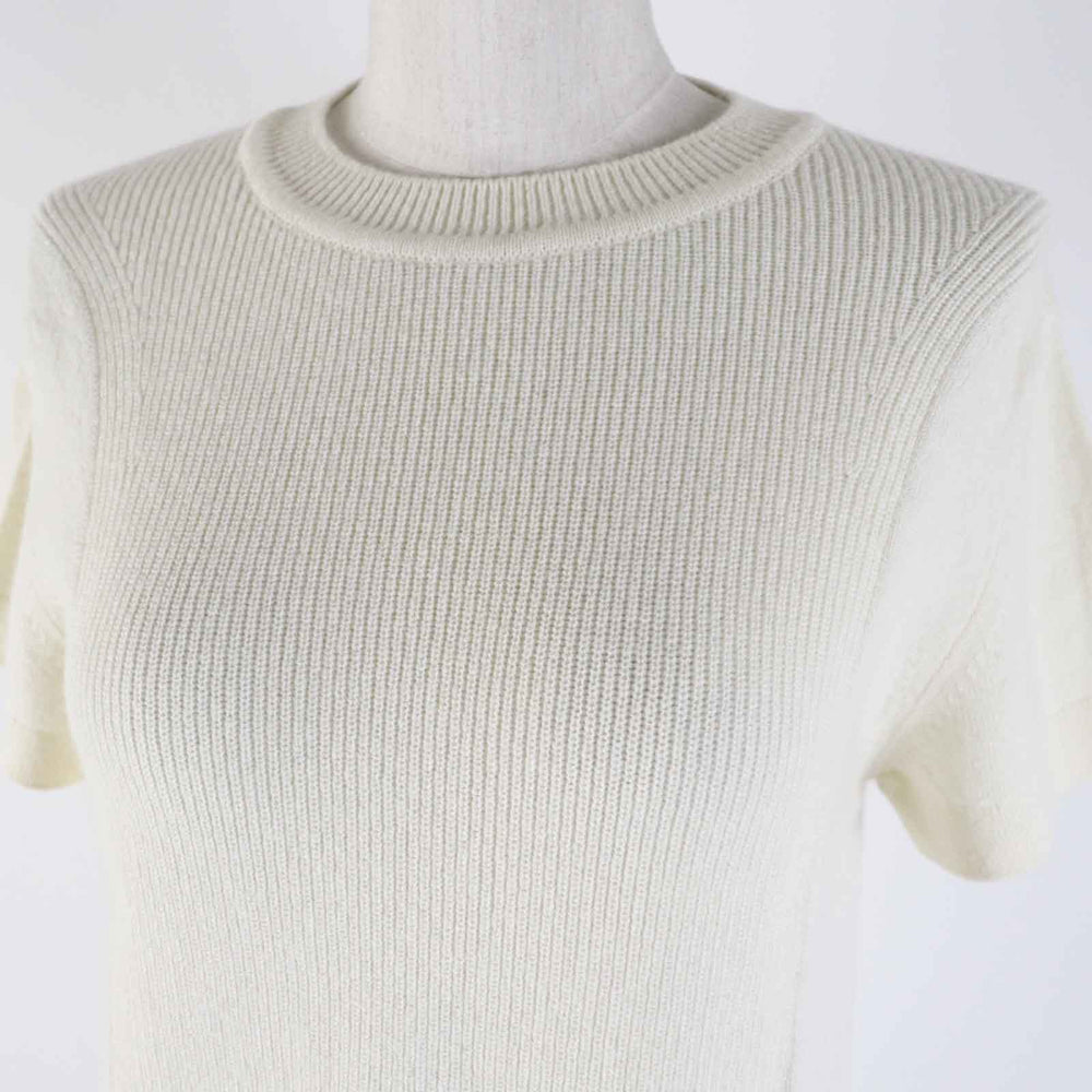 HERMES Short sleeve knit 4E2600DT Main: 100% cashmere white Women 38 Used Authentic