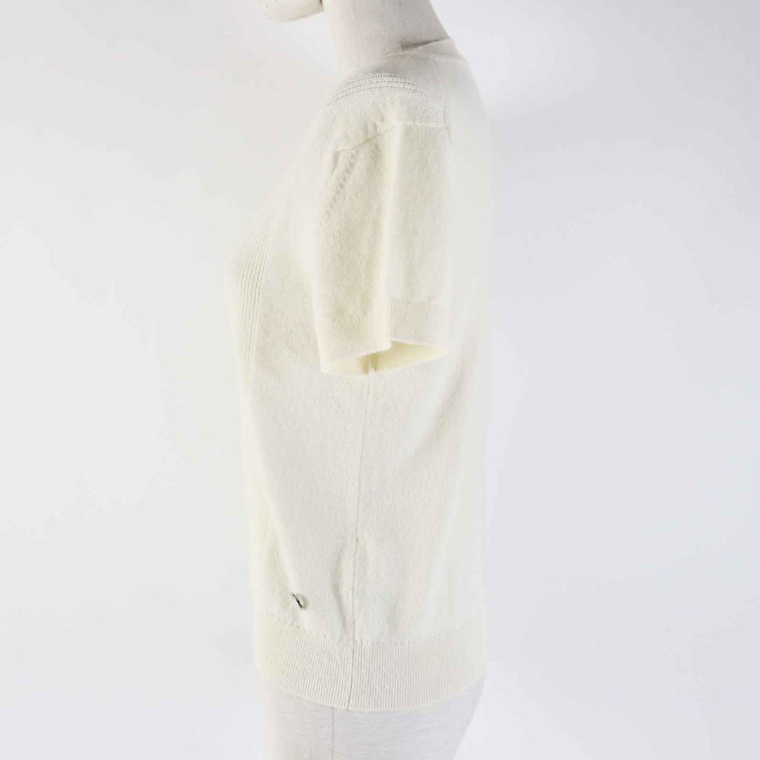 HERMES Short sleeve knit 4E2600DT Main: 100% cashmere white Women 38 Used Authentic