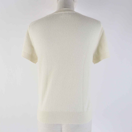 HERMES Short sleeve knit 4E2600DT Main: 100% cashmere white Women 38 Used Authentic