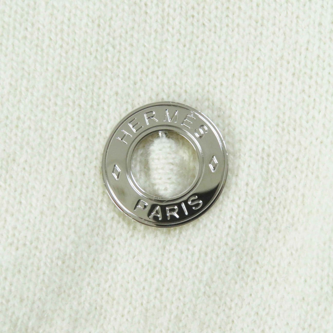 HERMES Short sleeve knit 4E2600DT Main: 100% cashmere white Women 38 Used Authentic