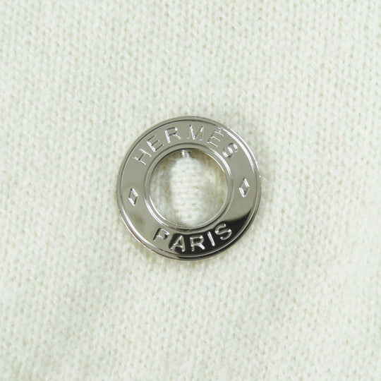 HERMES Short sleeve knit 4E2600DT Main: 100% cashmere white Women 38 Used Authentic
