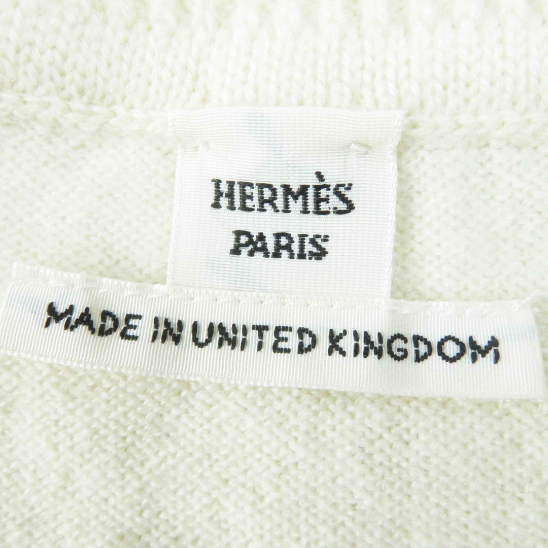 HERMES Short sleeve knit 4E2600DT Main: 100% cashmere white Women 38 Used Authentic