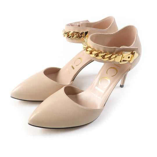 GUCCI pumps 626711 Main: Leather beige Women 36 1/2 Used Authentic