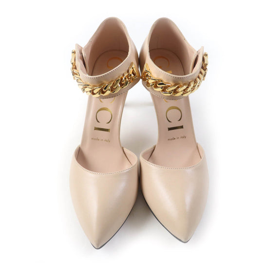 GUCCI pumps 626711 Main: Leather beige Women 36 1/2 Used Authentic