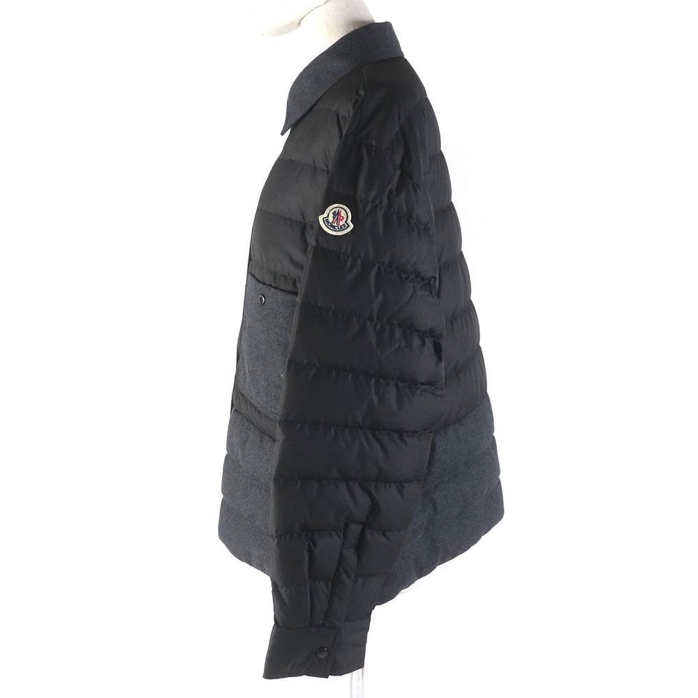 MONCLER Down jacket Outer: 100% polyester, Lining: 100% nylon, Part: 70% wool, Part: 25% nylon, Part: 5% cashmere Black dark gray CAMICIA Women 44 Used Authentic