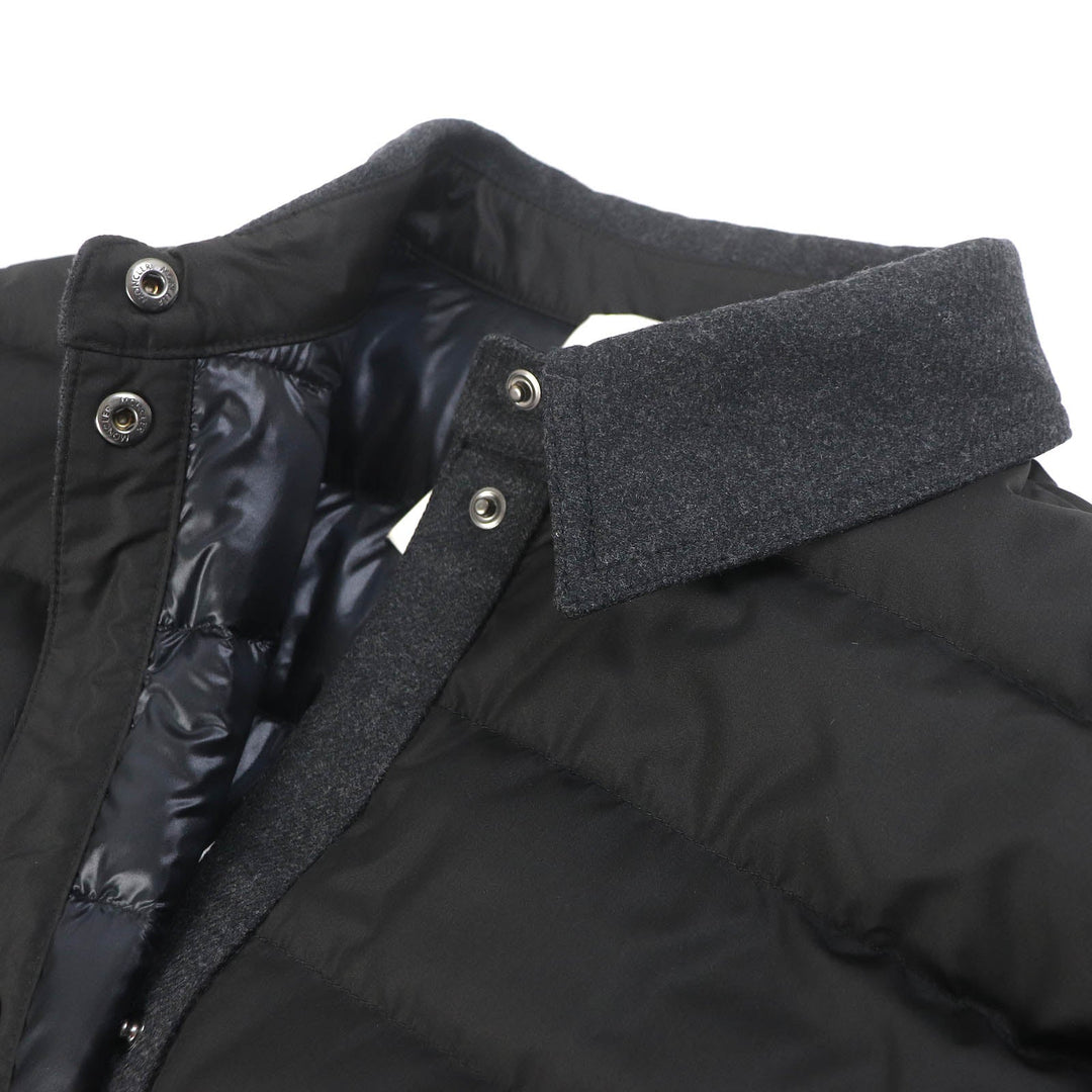 MONCLER Down jacket Outer: 100% polyester, Lining: 100% nylon, Part: 70% wool, Part: 25% nylon, Part: 5% cashmere Black dark gray CAMICIA Women 44 Used Authentic