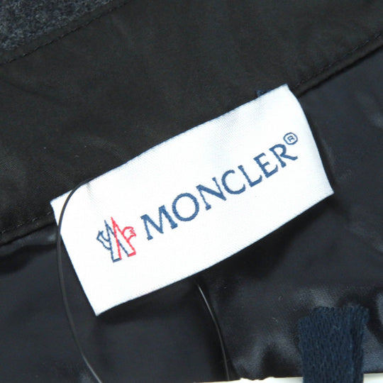 MONCLER Down jacket Outer: 100% polyester, Lining: 100% nylon, Part: 70% wool, Part: 25% nylon, Part: 5% cashmere Black dark gray CAMICIA Women 44 Used Authentic