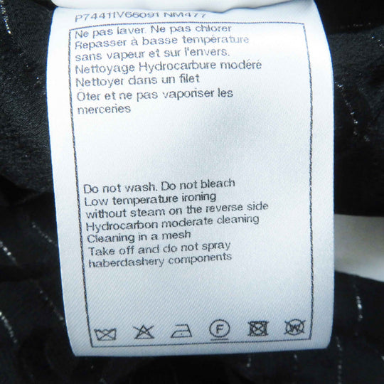 CHANEL Long sleeve shirt 23P P74411 Outer material: 97% silk, Outer material: 3% polyester Black Silver Women 40 Used Authentic