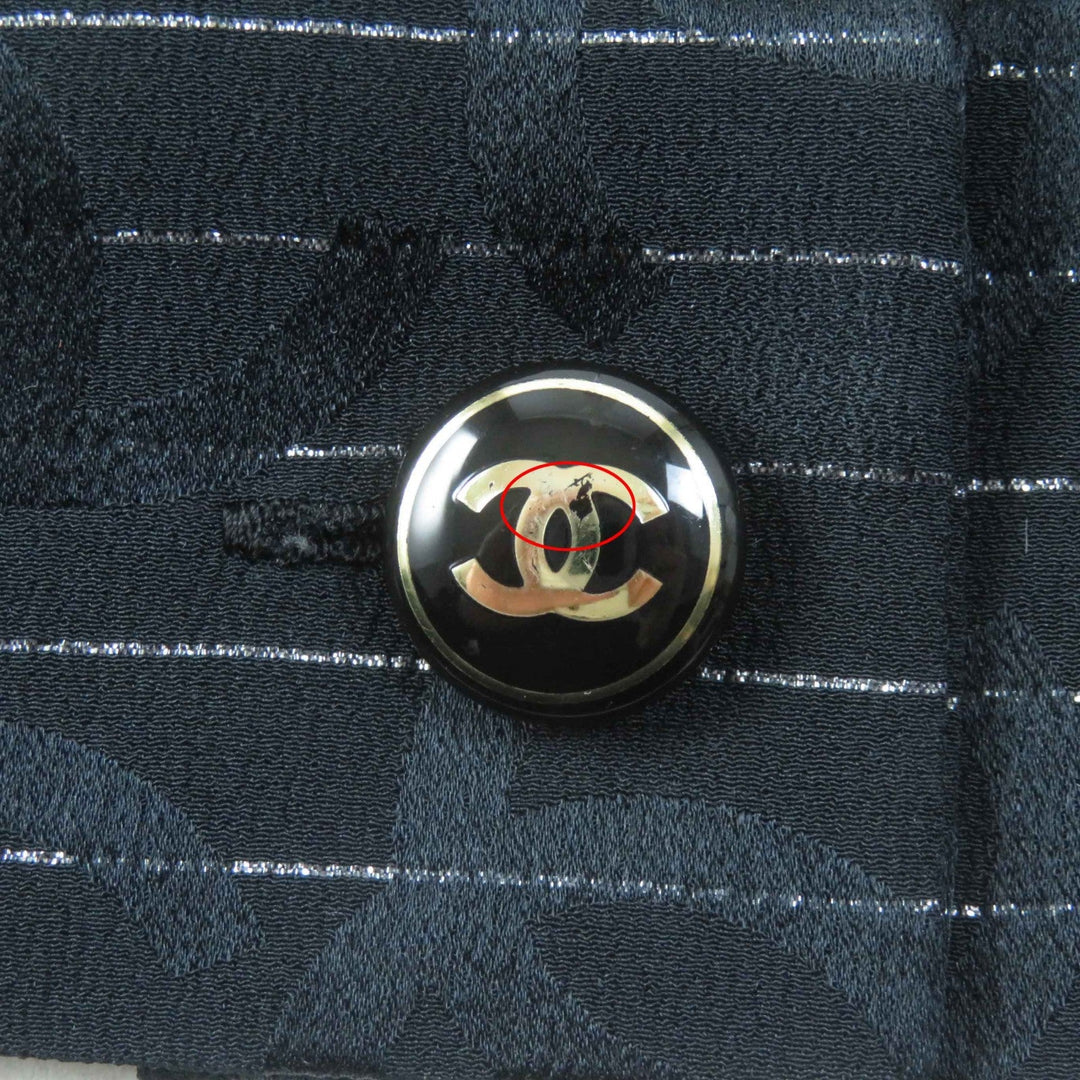 CHANEL Long sleeve shirt 23P P74411 Outer material: 97% silk, Outer material: 3% polyester Black Silver Women 40 Used Authentic