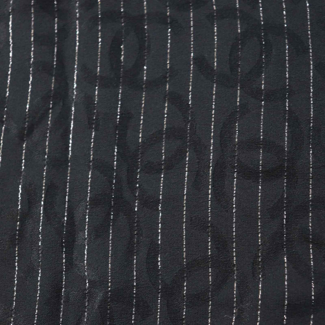 CHANEL Long sleeve shirt 23P P74411 Outer material: 97% silk, Outer material: 3% polyester Black Silver Women 40 Used Authentic