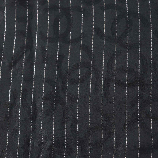 CHANEL Long sleeve shirt 23P P74411 Outer material: 97% silk, Outer material: 3% polyester Black Silver Women 40 Used Authentic