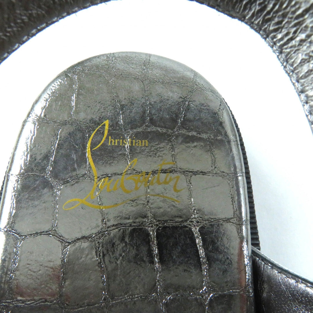 Christian Louboutin Sandals Main: Leather Silver LOCK COOL FLAT Women 38 Used Authentic