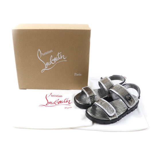 Christian Louboutin Sandals Main: Leather Silver LOCK COOL FLAT Women 38 Used Authentic