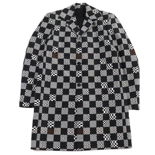 LOUIS VUITTON Chester coat HKC71W Outer: 68% wool, Outer: 32% polyester, Lining: 30% cupra, Lining: 27% acetate, Lining: 24% rayon Black White mens 50 Used Authentic