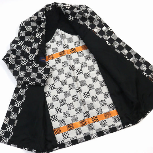 LOUIS VUITTON Chester coat HKC71W Outer: 68% wool, Outer: 32% polyester, Lining: 30% cupra, Lining: 27% acetate, Lining: 24% rayon Black White mens 50 Used Authentic