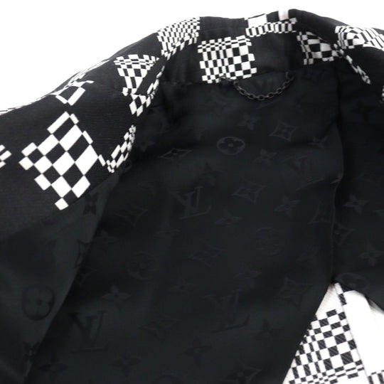 LOUIS VUITTON Chester coat HKC71W Outer: 68% wool, Outer: 32% polyester, Lining: 30% cupra, Lining: 27% acetate, Lining: 24% rayon Black White mens 50 Used Authentic