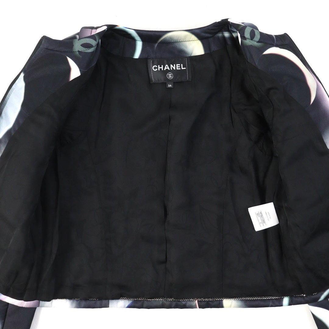 CHANEL No color jacket P57584 Outer: 68% rayon, Outer: 32% silk, Lining: 100% silk, Filling: 100% polyester Black multicolor Women 34 Used Authentic