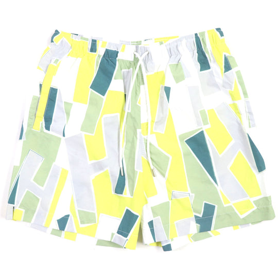 HERMES Shorts Main: 100% nylon, Lining: 85% nylon, Lining: 15% polyurethane, Part: 100% polyester, Part: 100% polyester Yellow Green Multi mens S Used Authentic