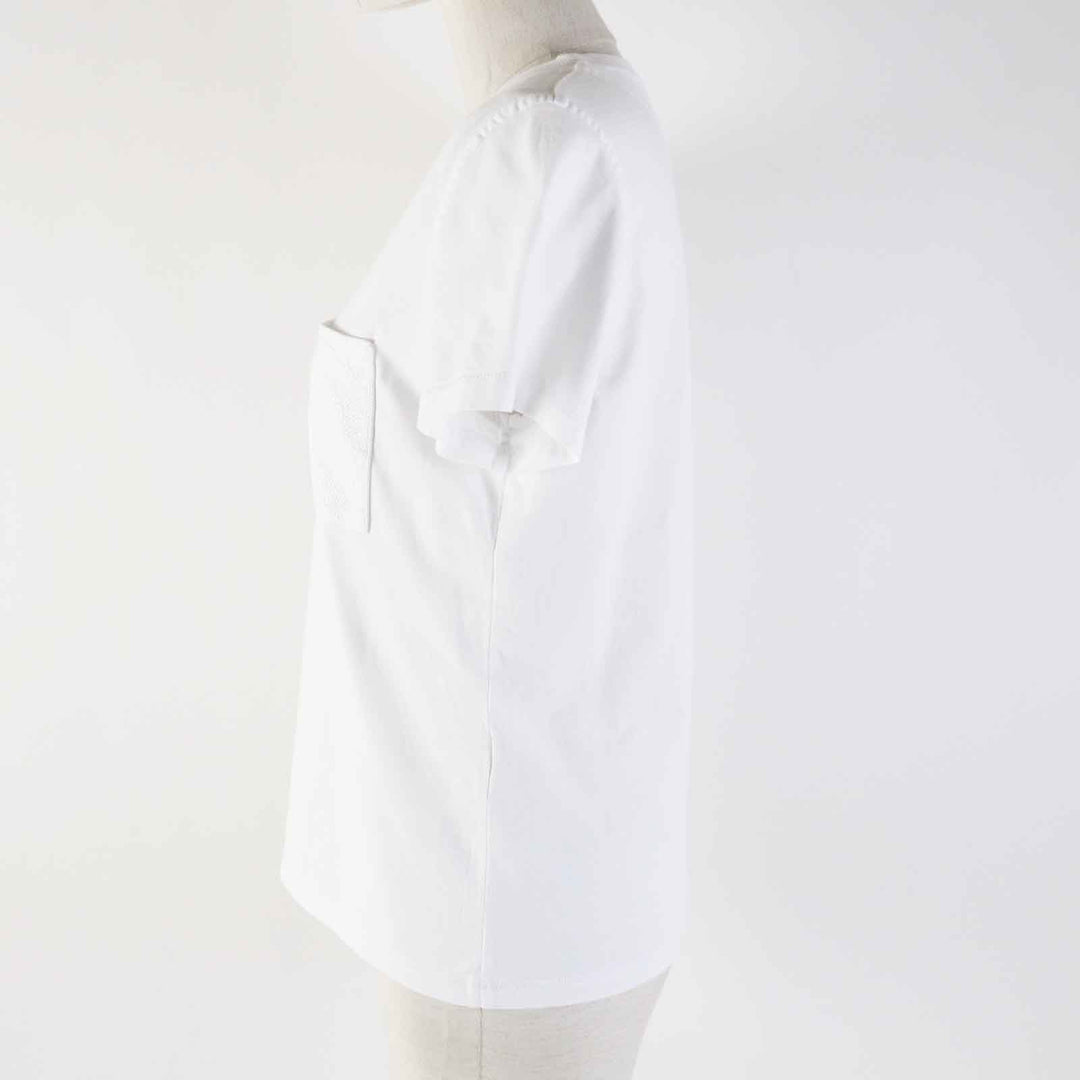 HERMES tops 3E4620DL Main: 100% cotton, Part: 100% polyester white Women 38 Used Authentic