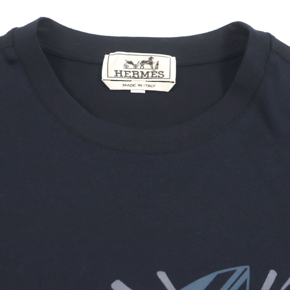 HERMES Short sleeve T-shirt Main: 100% cotton Navy Pool Watch mens M Used Authentic