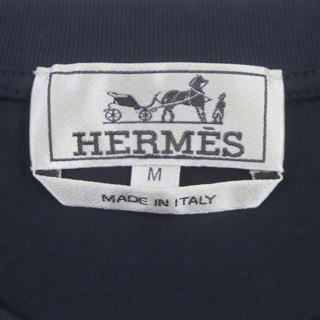 HERMES Short sleeve T-shirt Main: 100% cotton Navy Pool Watch mens M Used Authentic