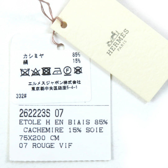 HERMES shawl 262223S Main: 85% cashmere, Main: 15% silk Red Etol Bias H Women Used Authentic