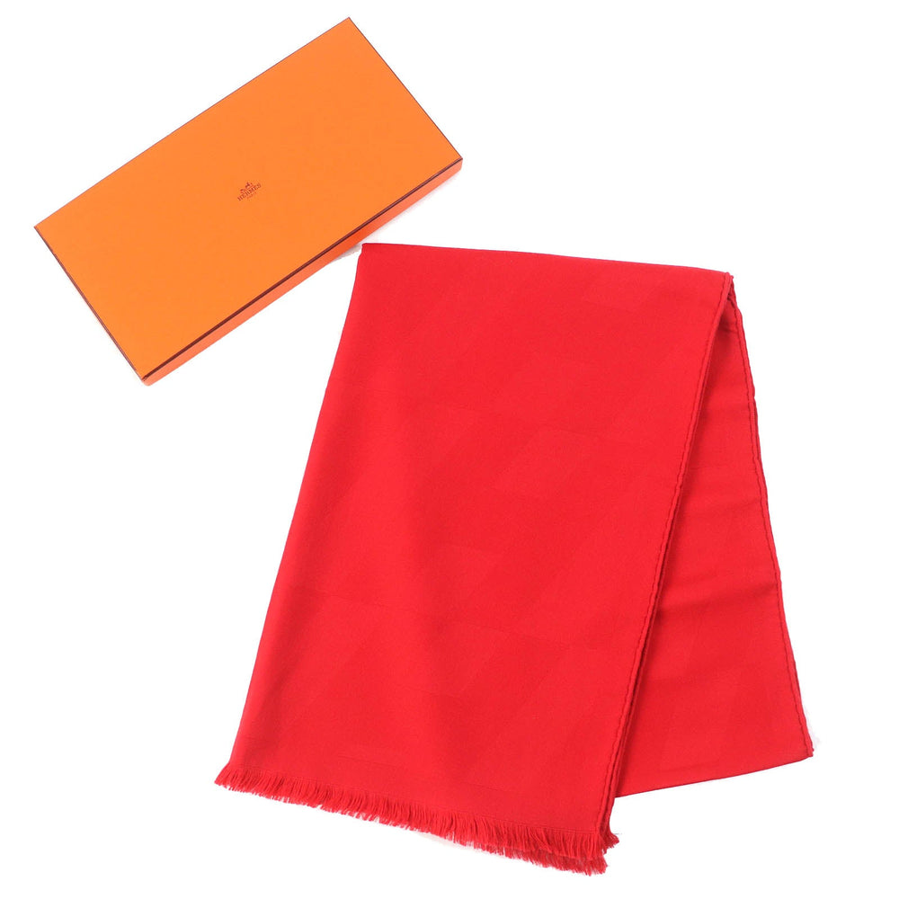 HERMES shawl 262223S Main: 85% cashmere, Main: 15% silk Red Etol Bias H Women Used Authentic