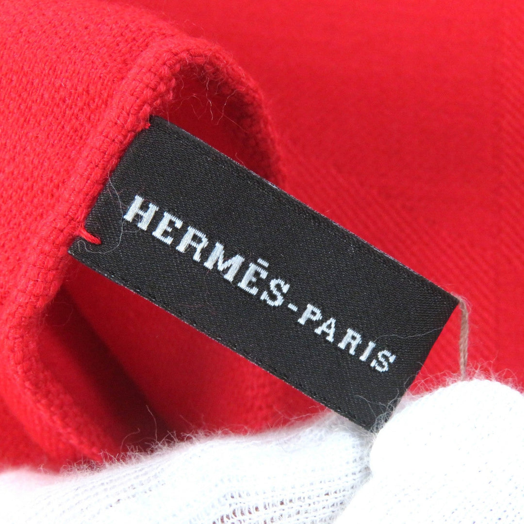 HERMES shawl 262223S Main: 85% cashmere, Main: 15% silk Red Etol Bias H Women Used Authentic