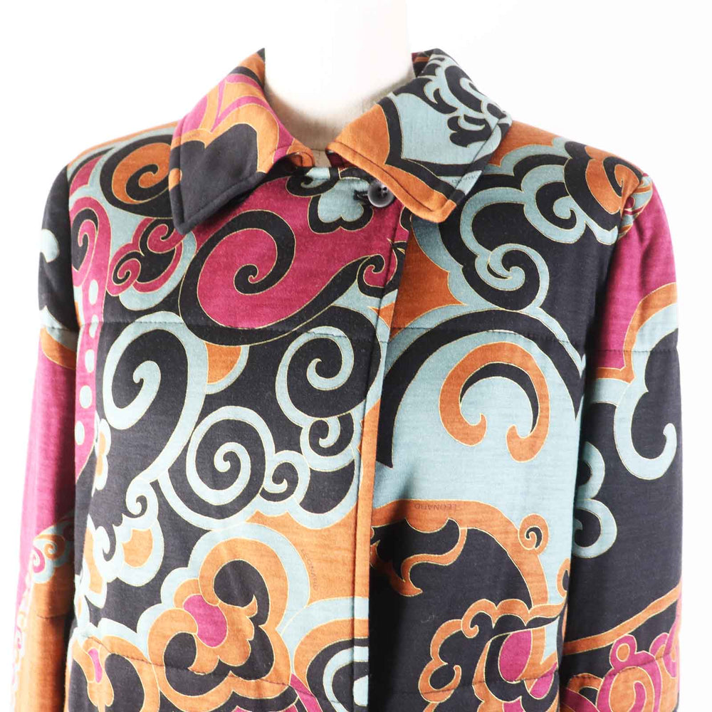 LEONARD FASHION coat 0388100 Outer: 60% wool, Outer: 40% silk, Part: 100% wool, Filling: 100% polyester, Lining: 100% cupra Multi Women L Used Authentic