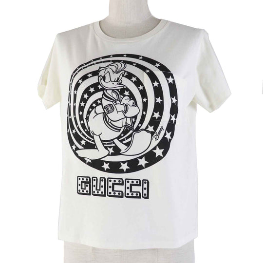 GUCCI Short sleeve T-shirt 644674 Outer material: 100% cotton Ivory black Women XS Used Authentic