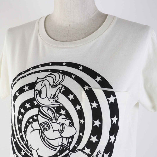 GUCCI Short sleeve T-shirt 644674 Outer material: 100% cotton Ivory black Women XS Used Authentic