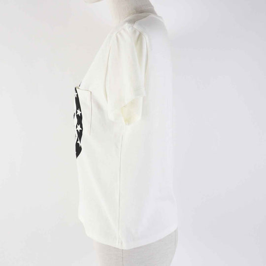 GUCCI Short sleeve T-shirt 644674 Outer material: 100% cotton Ivory black Women XS Used Authentic