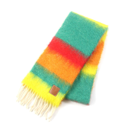 LOEWE Scarf Main: 50% mohair, Main: 48% wool, Main: 2% nutria Multi striped scarf Women Used Authentic