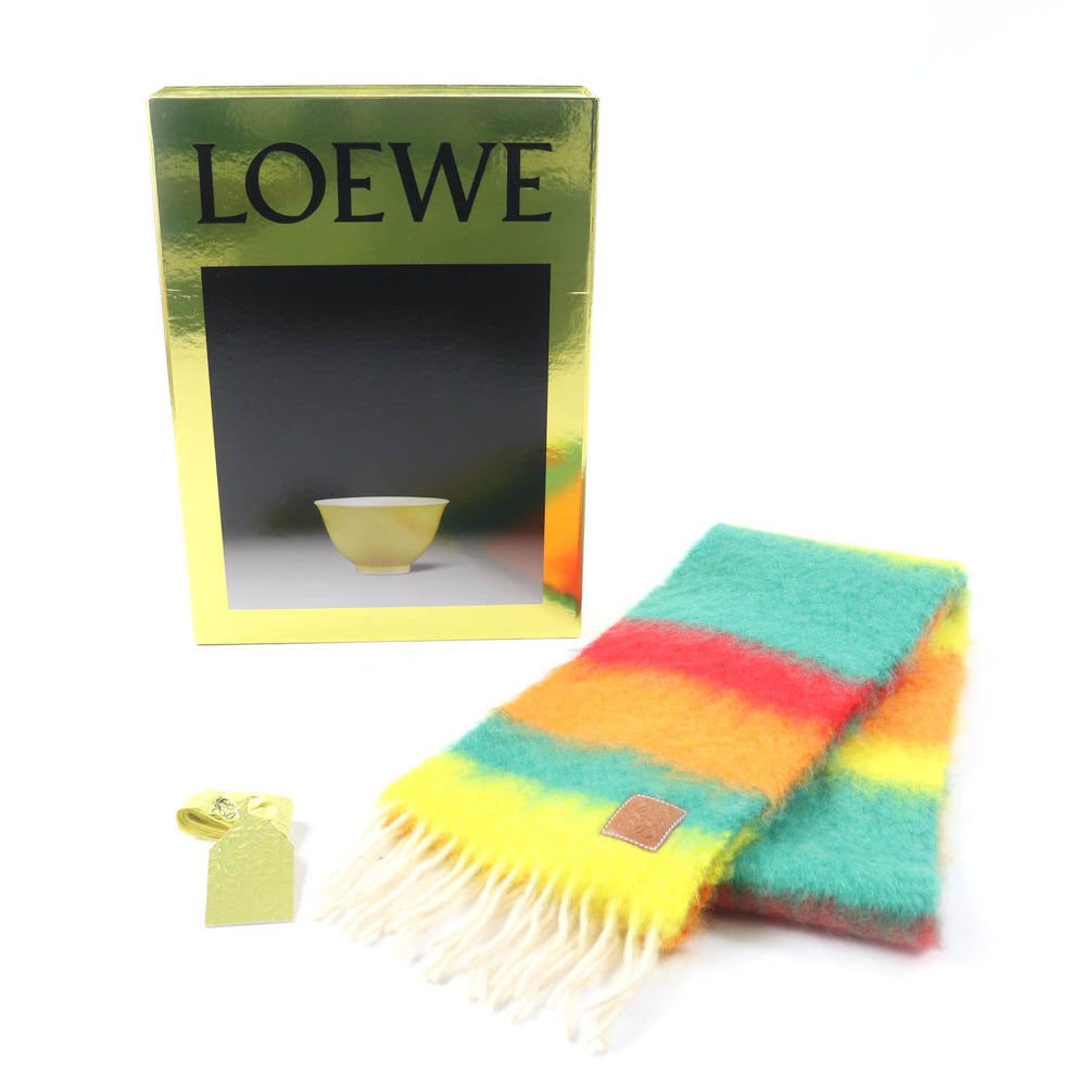 LOEWE Scarf Main: 50% mohair, Main: 48% wool, Main: 2% nutria Multi striped scarf Women Used Authentic