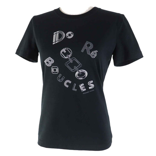 HERMES Short sleeve T-shirt 3H4611DL Main: 100% cotton black Do Re Boucles Women 34 Used Authentic