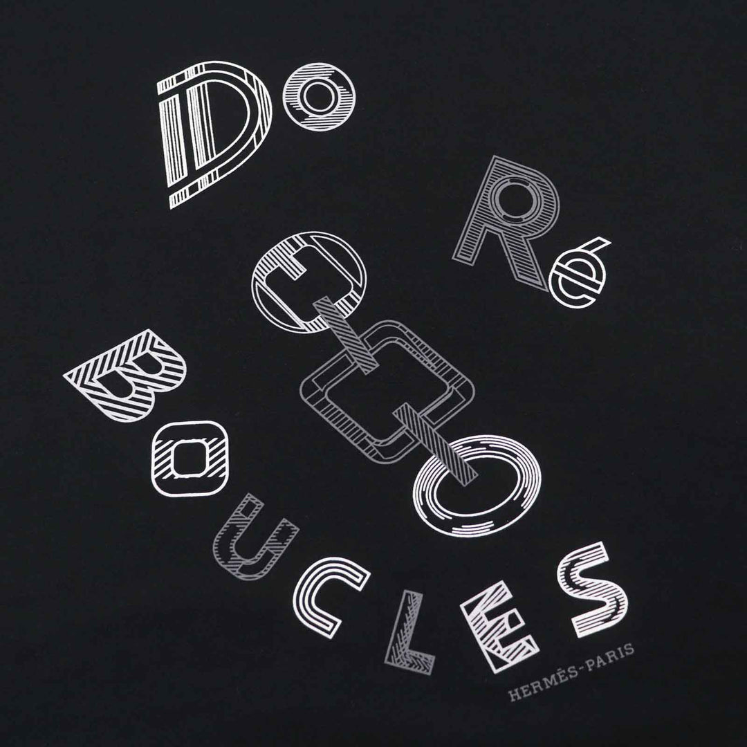HERMES Short sleeve T-shirt 3H4611DL Main: 100% cotton black Do Re Boucles Women 34 Used Authentic