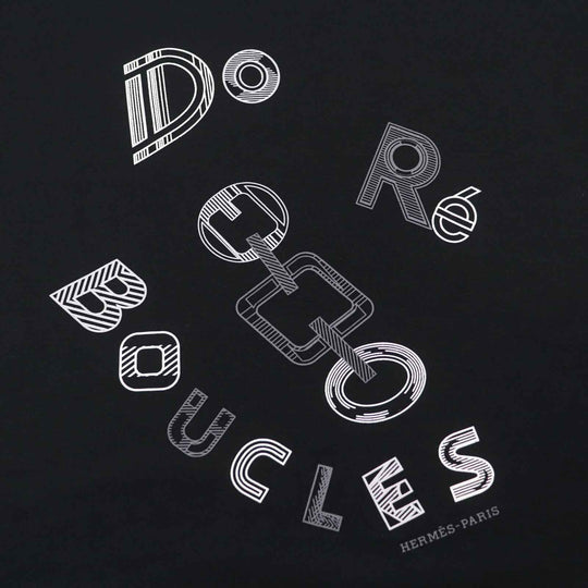 HERMES Short sleeve T-shirt 3H4611DL Main: 100% cotton black Do Re Boucles Women 34 Used Authentic