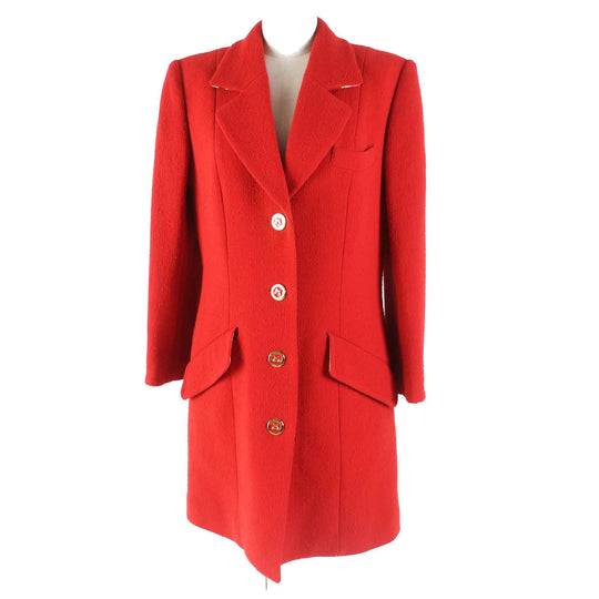 LEONARD FASHION coat 0361910 Main: 95% wool, Main: 5% nylon, Part: 60% wool, Part: 40% silk, Lining: 100% polyester Red Women 40 Used Authentic