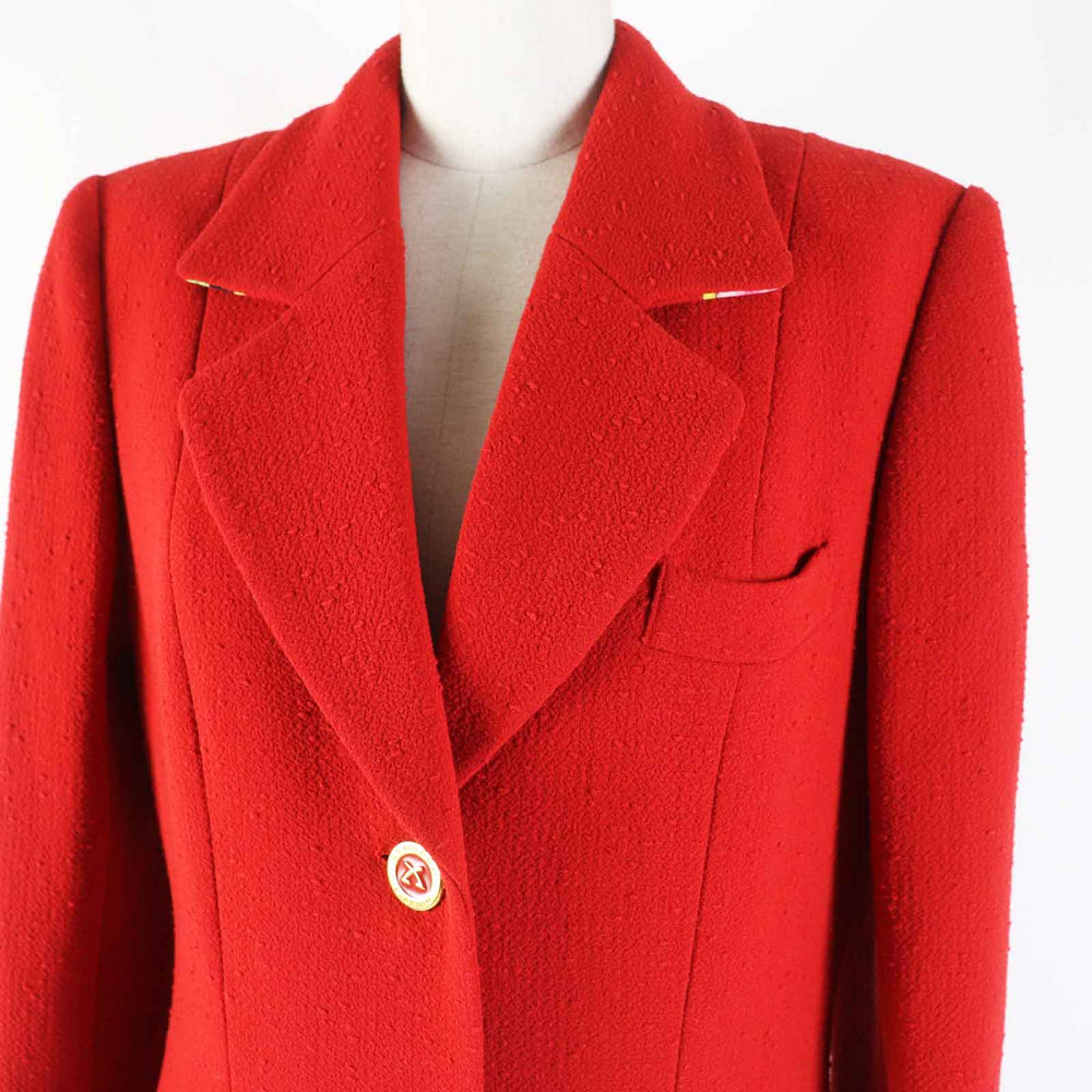 LEONARD FASHION coat 0361910 Main: 95% wool, Main: 5% nylon, Part: 60% wool, Part: 40% silk, Lining: 100% polyester Red Women 40 Used Authentic