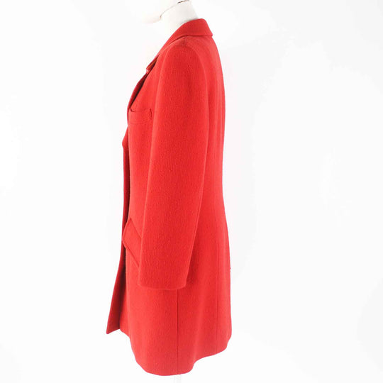 LEONARD FASHION coat 0361910 Main: 95% wool, Main: 5% nylon, Part: 60% wool, Part: 40% silk, Lining: 100% polyester Red Women 40 Used Authentic