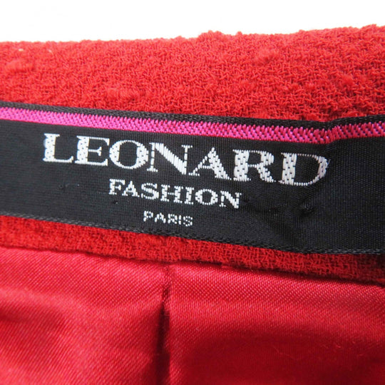 LEONARD FASHION coat 0361910 Main: 95% wool, Main: 5% nylon, Part: 60% wool, Part: 40% silk, Lining: 100% polyester Red Women 40 Used Authentic