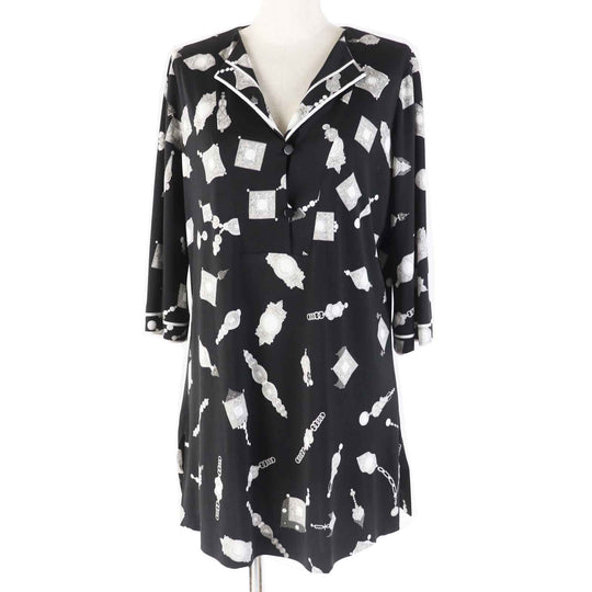 LEONARD FASHION tops 0159201 Main: 65% acetate, Main: 35% polyester Black White Women 38 Used Authentic