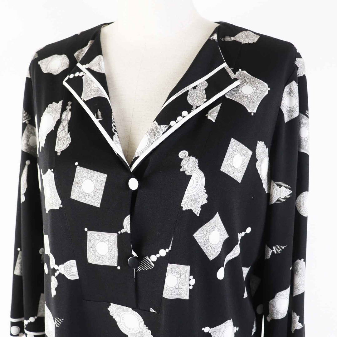 LEONARD FASHION tops 0159201 Main: 65% acetate, Main: 35% polyester Black White Women 38 Used Authentic