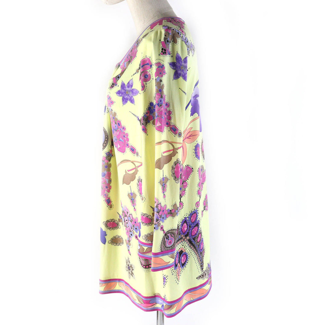 LEONARD FASHION tops Main: 65% acetate, Main: 35% polyester Yellow multicolor Women 38 Used Authentic