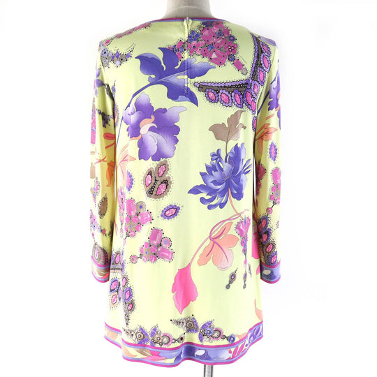 LEONARD FASHION tops Main: 65% acetate, Main: 35% polyester Yellow multicolor Women 38 Used Authentic