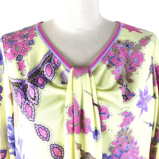 LEONARD FASHION tops Main: 65% acetate, Main: 35% polyester Yellow multicolor Women 38 Used Authentic