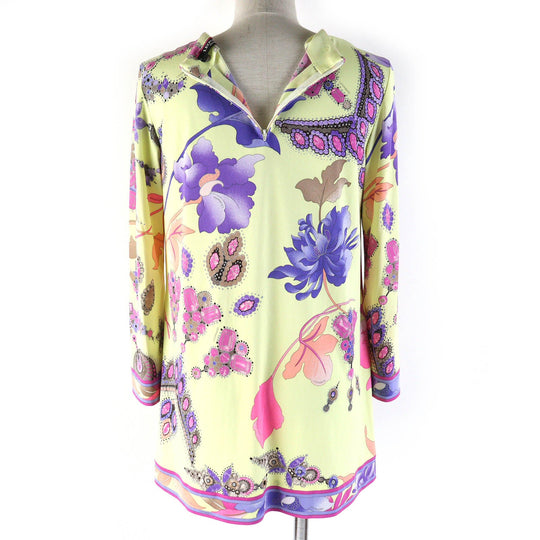LEONARD FASHION tops Main: 65% acetate, Main: 35% polyester Yellow multicolor Women 38 Used Authentic