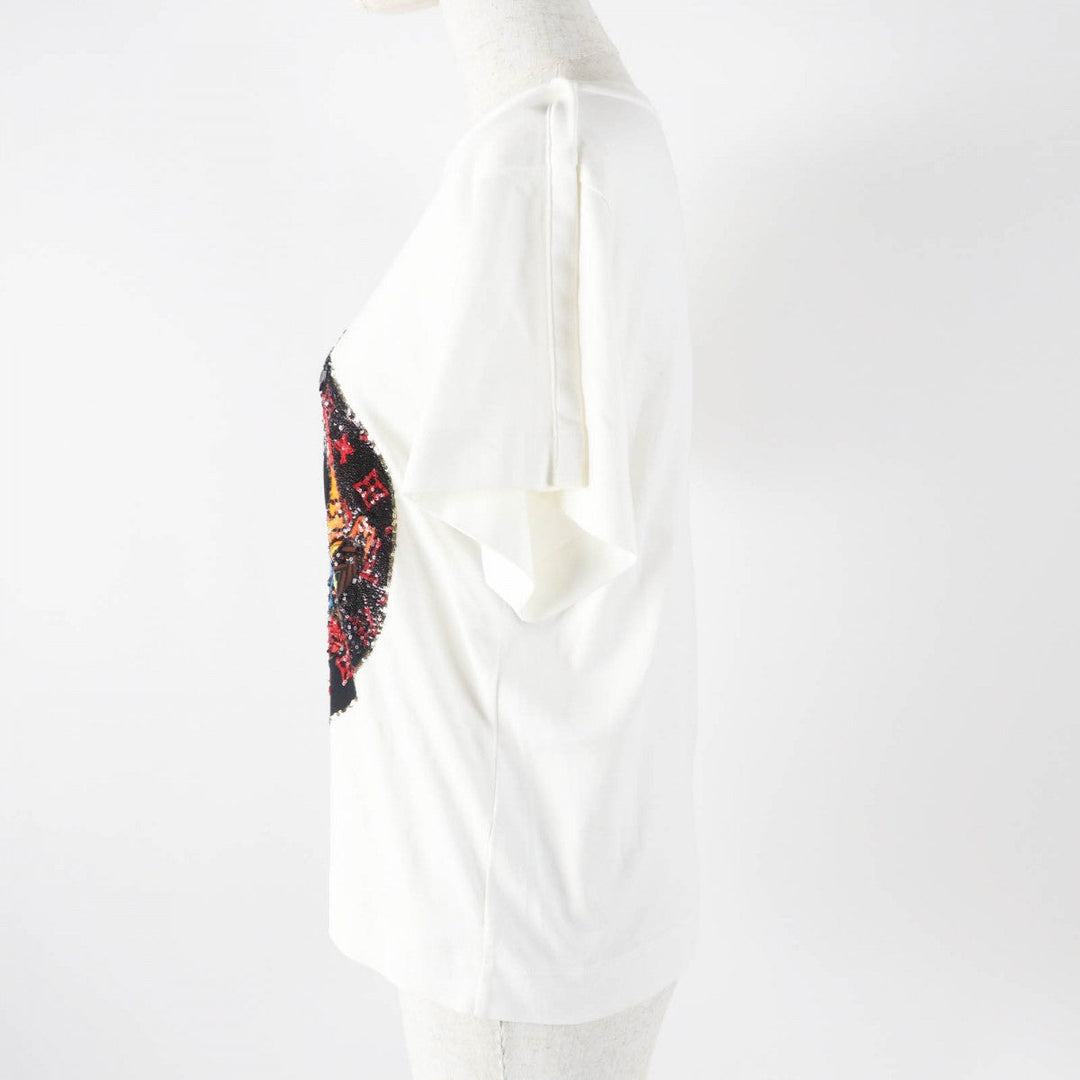 LOUIS VUITTON Short sleeve T-shirt FEBB93 Main: 100% cotton, Part: 100% polyester White mulch Women XS Used Authentic